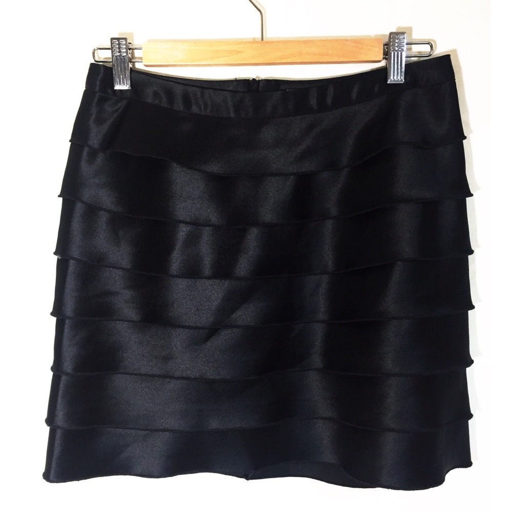 Express ruffled shiny black skirt